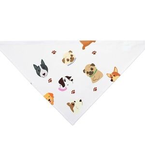 Dog Bandana with Cute Dog Print - White